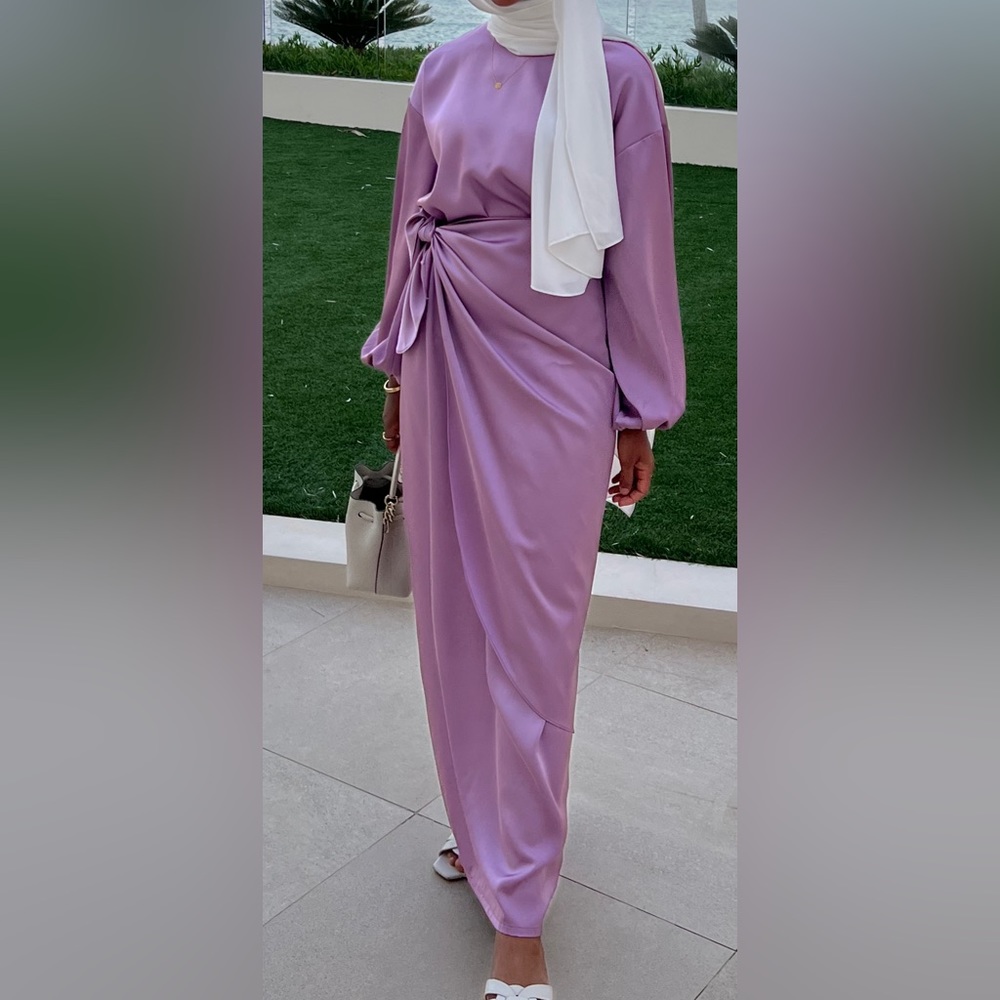 Niswa Fashion  3 Piece Maxi Skirt, Blouse, and Wrap in Lilac